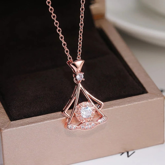 🌸Shiny Unique Shape Rose Gold Plated Necklace for Women, MARR9003 - Picture 2 of 6